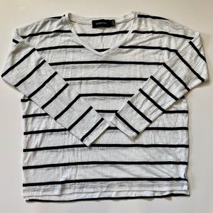 MINKPINK Casual Striped V Neck Tee Top Shirt